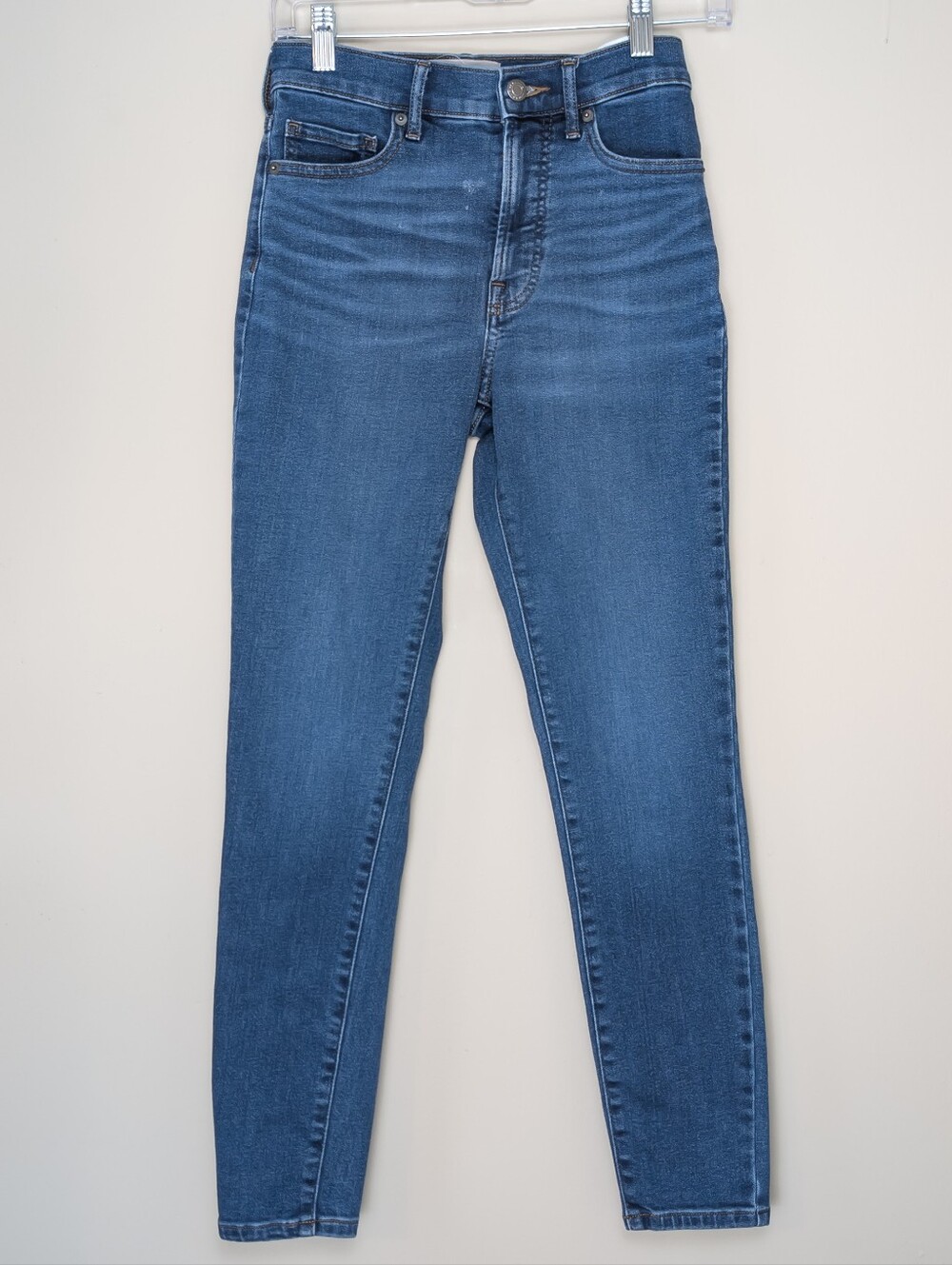 Everlane The High Rise Skinny Medium Wash Blue Jeans Size 25 R - Imperfect - Picture 2 of 6